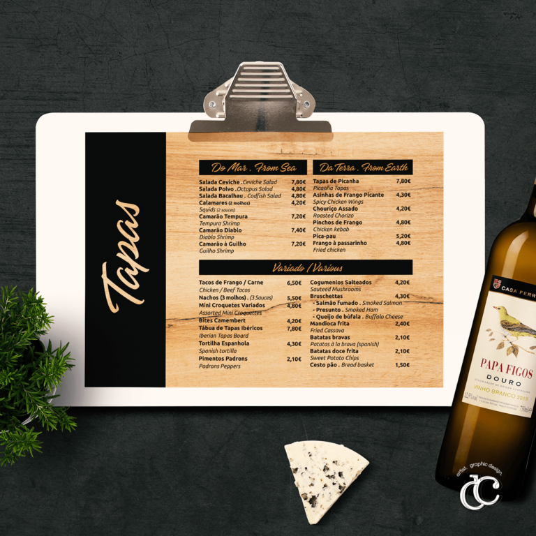 menu para restaurante tapas